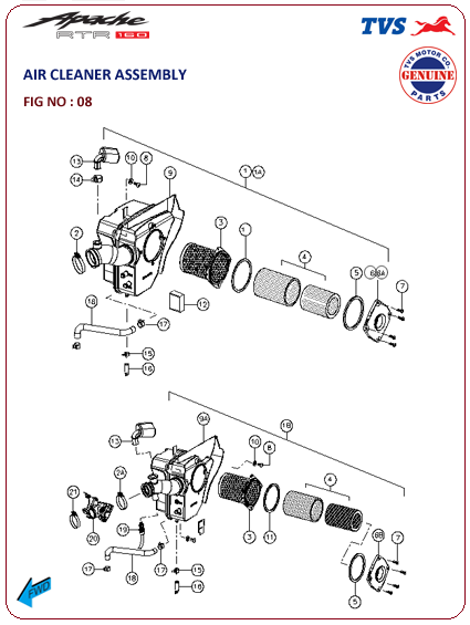 TVS Apache RTR 160 - Air Cleaner Assembly