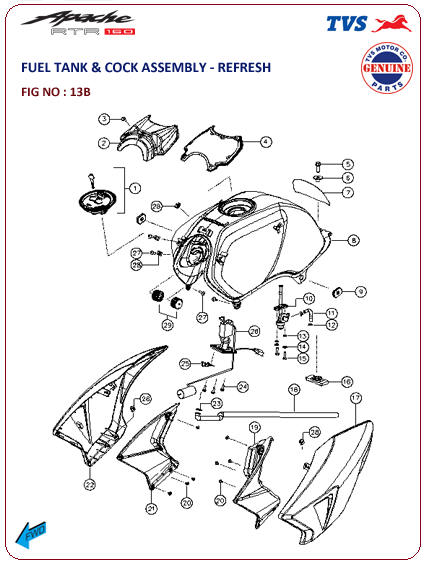 TVS Apache RTR 160 - Fuel Tank & Cock Assembly Refresh