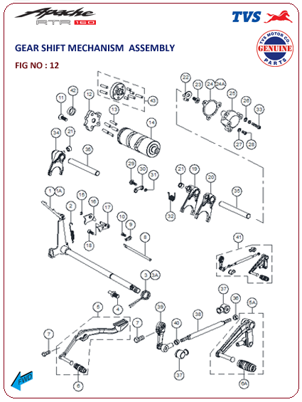 TVS Apache RTR 160 - Gear Shift Mechanism Assembly TVS Apache RTR 160 - Gear Shift Mechanism Assembly