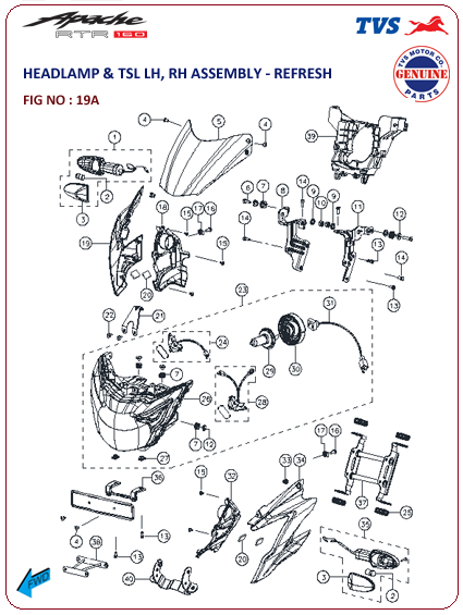 TVS Apache RTR 160 - Headlamp & TSL LH,RH Assembly - Refresh