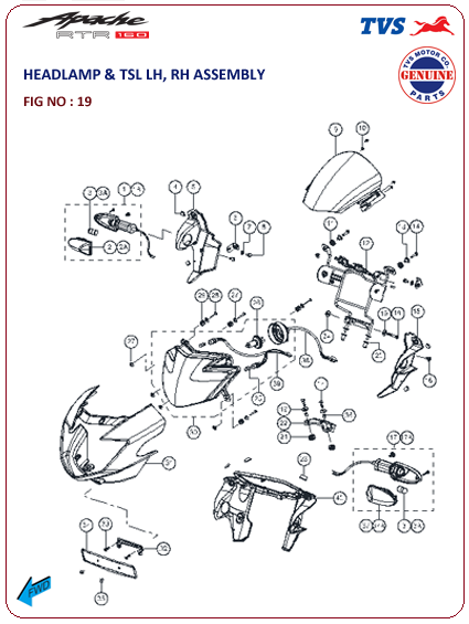 TVS Apache RTR 160 - Headlamp & TSL LH,RH Assembly