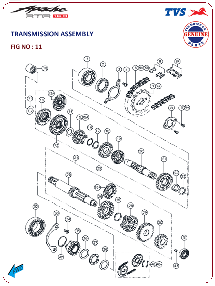 TVS Apache RTR 160 Transmission Assembly